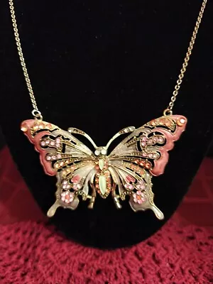 Vintage Brass Butterfly Necklace Needs Some Love! 1970's • $5