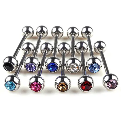 10pcs Mixed Logo Ball Tongue Bars Rings Barbell Piercing Stainless Steel-wq • £5.10