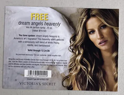 Victoria’s Secret 2006 Dream Angels Heavenly Coupon Card Gisele Bundchen Perfume • $7.99