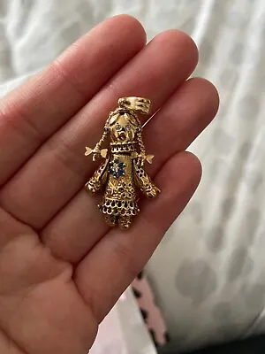 9ct Gold Pendant - 9ct Yellow Gold Multi Gem Stone Articulated Rag Doll Pendant  • £300