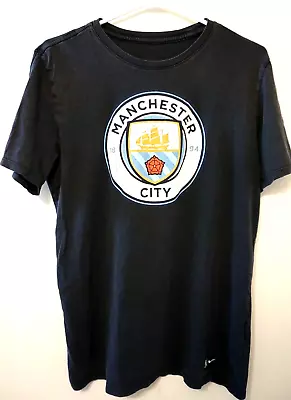 Manchester City Shirt Men’s Medium Light Blue Spell Out Crest Logo Soccer • $17.95