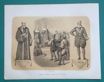 HISTORY Achilles Harlay Arrest  King Henri IV Michel L'hopital- 1861 Litho Print • $20.57