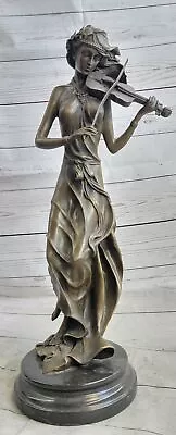Handcrafted Bronze Sculpture SALE Musician Viola Player Violin Hot Cast Sale Art • $251.40