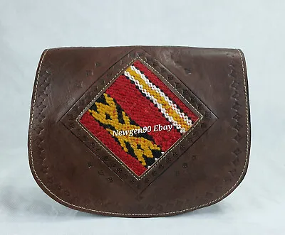 Moroccan Leather Bag Handmade Shoulder Bag Leather Crossbody Purse Rug Purse • $60