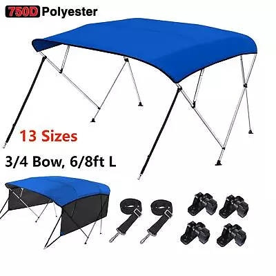 KAKIT 3 Bow 4 Bow Bimini Tops Boat Cover With Frame & Support Poles & Mesh Sides • $146.58