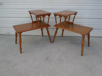 Pair End Tables 2 Tier Step French Country Hollywood Regency Side Farm Cabin Two • $320