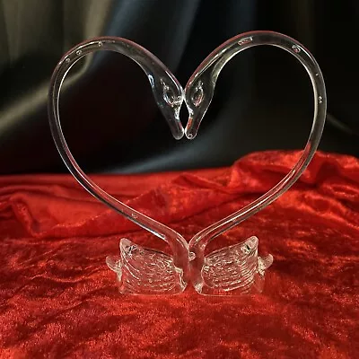 Clear Plastic Swans Wedding Cake Toppers Set (2) Heart Decor 1990s Retro Birds • $14.95