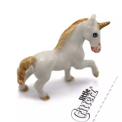 Little Critterz White - Unicorn Horse  Magic  - Miniature Porcelain Figurine • $12.99