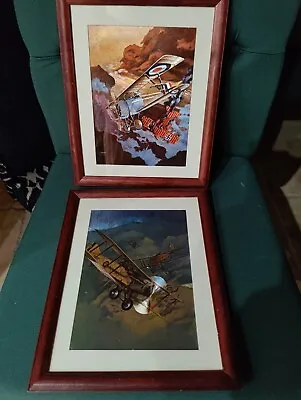 Vintage Dufex Prints  Airplane Combat Foil Art Print #156052 & #156050 Framed • $60