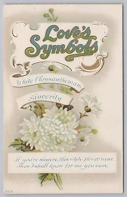 Holiday~Loves Symbols~White Chrysanthemum Sincerity~Embossed~Vintage Postcard • $2.80