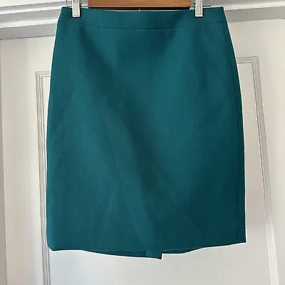 J. Crew Skirt Womens 2 Teal Blue Green No 2 Pencil 100 Wool Lined • $10