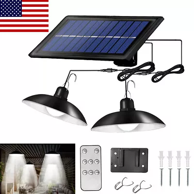 $18.99 • Buy Double Head LED Pendant Light Solar Power Outdoor Indoor Garden Yard Shed Lamp