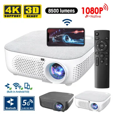5G LED Bluetooth Projector HD 1080P 4K WiFi Home Cinema Video HDMI Android 9.0 • £99.99