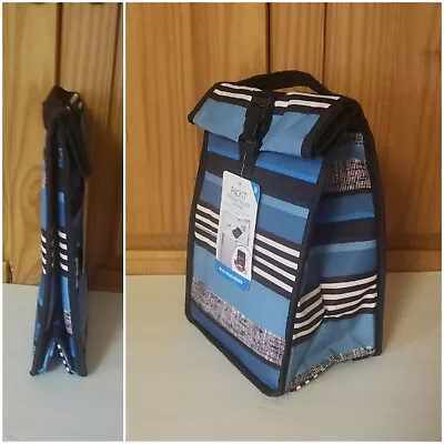 PackIt Freezable Blue Striped Rolltop Lunch Bag With Built-in Ice Packs New! • $14.98