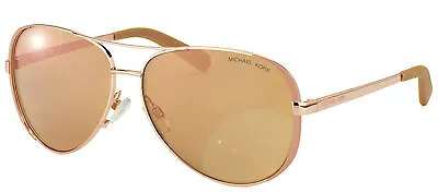 Michael Kors Chelsea MK 5004 1017R1 Gold Taupe Aviator Sunglasses Gold Mirror • $53.03