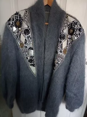 Vintage Ladies Stunning Lined 80's Mohair Cardigan Size UK 16/18 Length 32  • £40