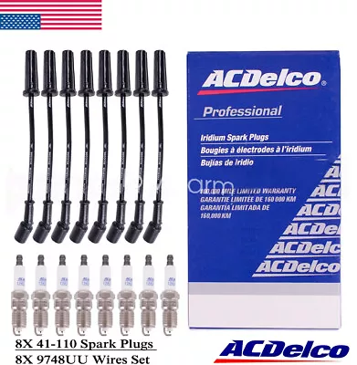 8Pcs ACD 41-110 Spark Plug & 9748HH Wire Set For Chevrolet GMC 4.8L 5.3L 6.0L V8 • $45.88