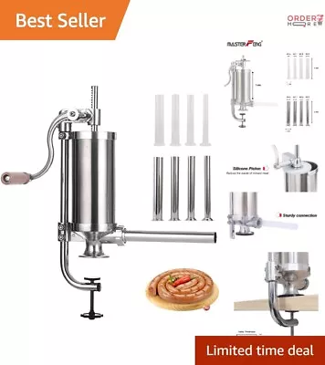 Stainless Steel Homemade Sausage Stuffer With 8 Stuffing Tubes - 2.5LBS Capacity • $98.97