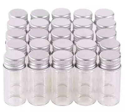 100 10ml Vials Small Mini Tiny Glass Bottles Clear Empty Jars With Aluminum T • $28.85