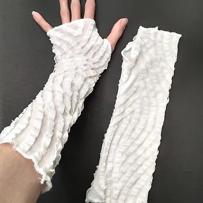 Vintage Look Ruffle Gloves Mummy Arm Warmers Bride Costume Ghost Elbow Length • $28