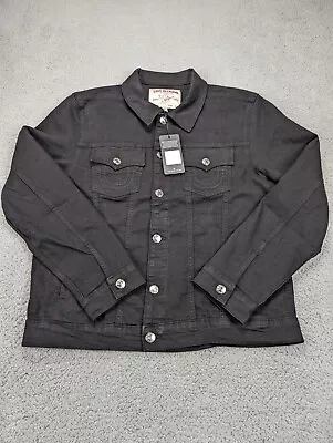 True Religion Trucker Denim Jean Jacket Mens Size XL Black Rinse NWT MSRP $159 • $59.91