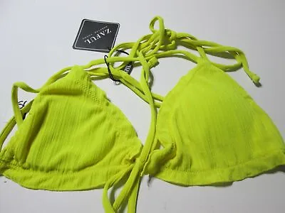 NWT Zaful Womens Size 8 Bikini Top Yellow Triangle Lined Crossback Swimwear • $8.05