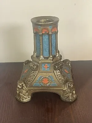 Vintage Galvano Bronze P. Mori And Son Pedestal Oil Lamp Base Antique Rare Nice • $125