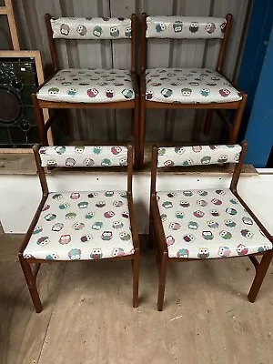 Set Of 4 Mid Century Mcintosh Teak Dining Chairs • £225