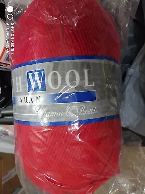 James C Brett  Aran With Wool Knitting Yarn 1x400g Ball Shade 4ar5 Red • £15.50