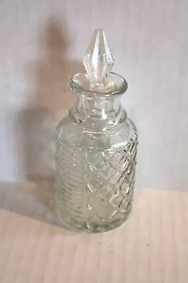 Vintage 4  Clear Cut Glass Bottle With Glass Stopper Mini Bottle • $10.99
