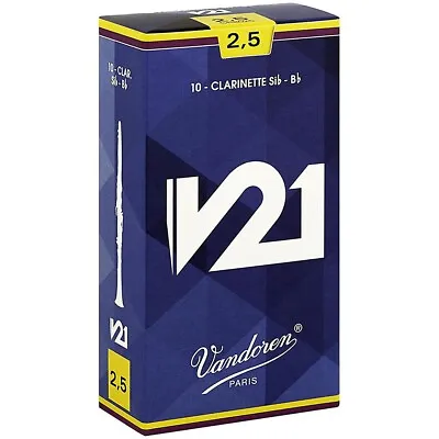 Vandoren V21 Bb Clarinet Reeds Strength 2.5 Box Of 10 • $33.02