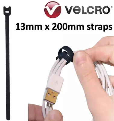 Cable Zip Tie Velcro® Brand ONE WRAP® 13mmx200mm Cleats Strap Reusable Hook Loop • £3.95