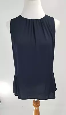 J CREW Size 0 Top Shirt Navy Blue Peplum Gathered Neck New • $60.13