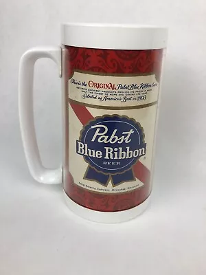 Vtg Thermo Serve Pabst Blue Ribbon Beer Tall Plastic Insulated Mug - FSTSHP • $11.19