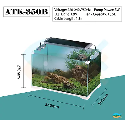 $92.72 • Buy SUNSUN 18.5L Aquarium Fish Tank LED Light Filter Complete Set ATK-350B
