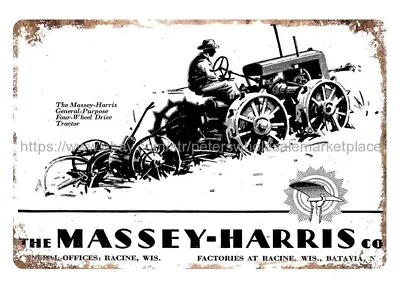 1932 Massey-Harris 4-wheel Drive Tractor Farm Ranch Decor Metal Tin Sign Plaque • $18.93