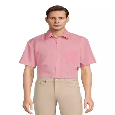 Men'S Short Sleeve Solid Dress Shirt With Chest Pocket Sizes S-2XL • $10.98