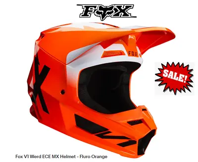 Fox MX V1 Werd Motocross Helmet Fluro KTM Orange NEW Dirt Bike Off Road MX ATV • $189