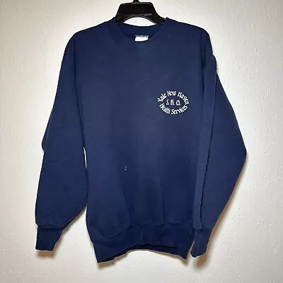 Vtg Yale New Haven Health Services S.B.O. Sz Large Crewneck Sweatshirt Navy Blue • $25