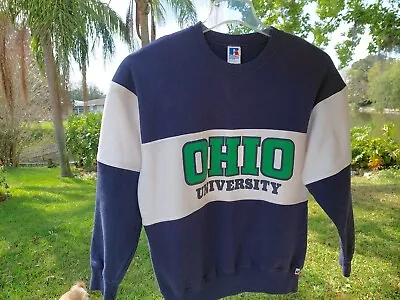 Vintage Russell Ohio University Bobcats XL Crewneck Sweatshirt  Green Blue Ncaa • $57