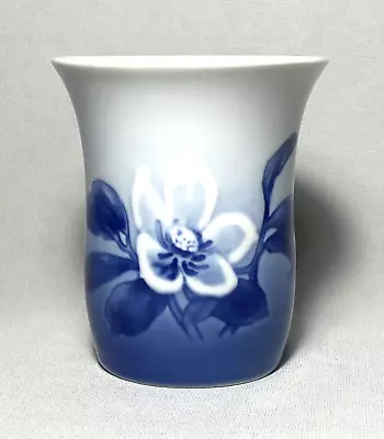 BING & GRONDAHL ~ Vintage Blue+White Porcelain VASE  (Christmas Rose) ~ Denmark • $38