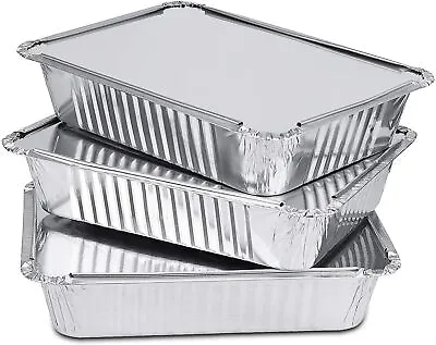 Aluminium Foil Food Containers With Lids Takeaway Rectangular Baking Trays • £99.99