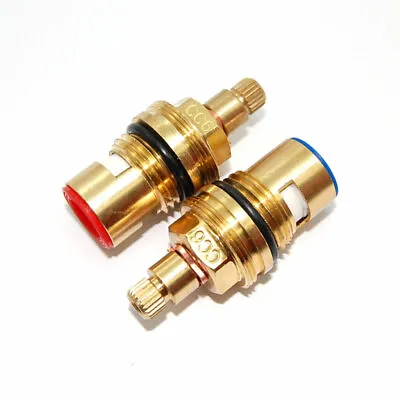 Replacement Brass Ceramic Disc Tap Valves Cc6 Quarter Turn Gland Insert Pair • £13.96