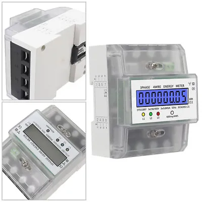 £34.11 • Buy 3 Phase 4P LCD Digital Electricity Power Energy Meter 3x5 (80) A 230/400V 4Wire