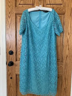 Marina Rinaldi Made In Italy Aqua Lace Sheath Dress Women’s US 25 Or 16 18 1X  • $75