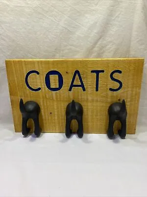 Ikea Bastis Set Of 3 Dog Tail Hooks - Wall Mounted Hanger - Wooden Coat Hook • £20