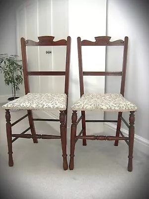 Splendid Pair Of Antique Edwardian Bedroom / Boudoir Chairs / Hall / Side Chairs • £69