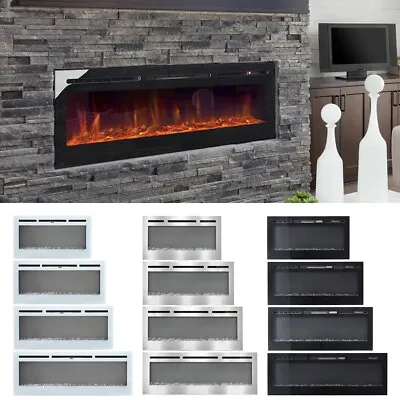 Insert/Wall Mounted Electric LED Fireplace Built In Inset Heater 12 Color Flame • £179.95