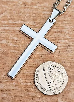 Large Cross Necklace - Religious Crucifix Chain -  Mens Womens Hip Hop Jewellery • £3.99