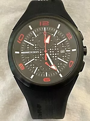 Momo Design Phantom Black Dial Chronograph Rubber Strap Mens Quartz Watch • $145